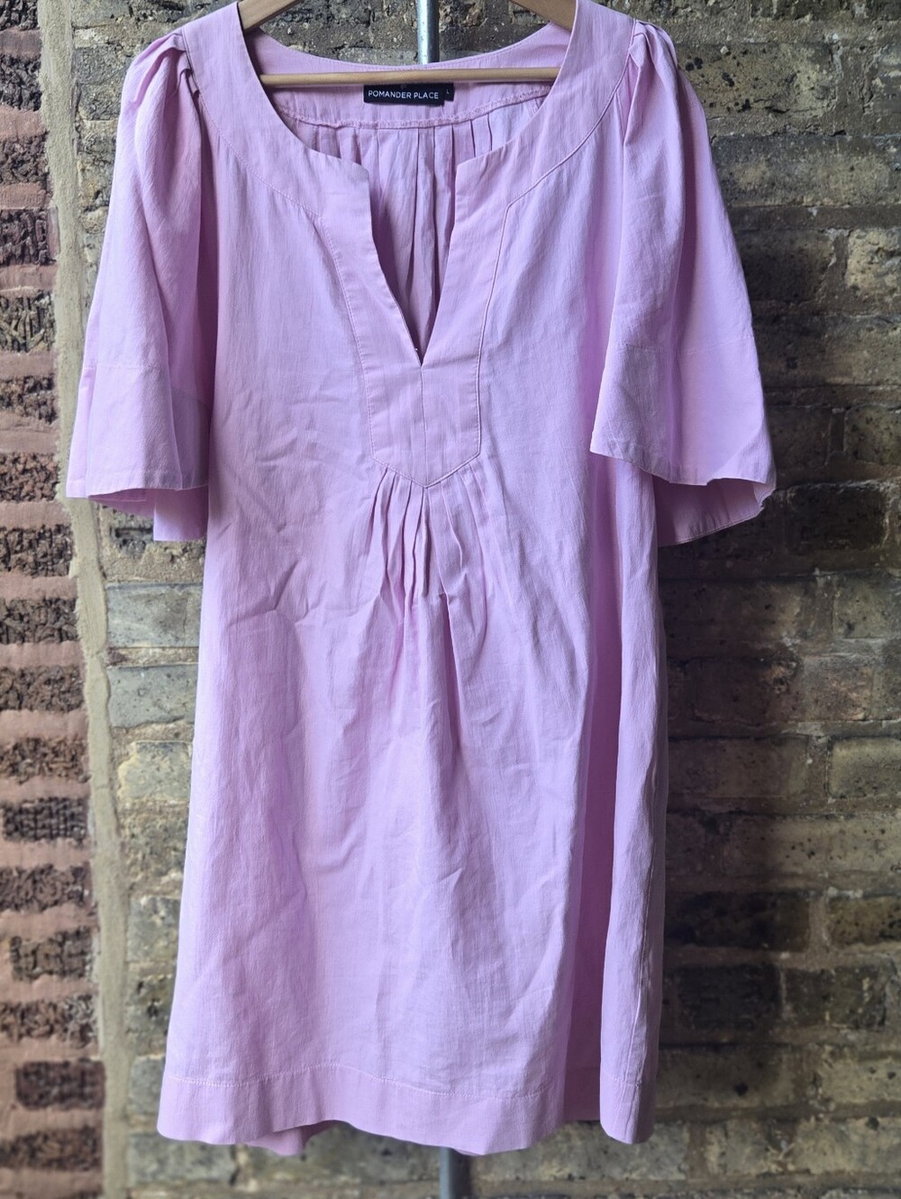 Pomander Place Pink Short Sleeve Tunic Dress Cotton Vacation Luxe